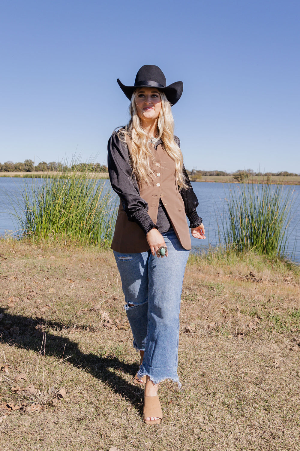 Black Long Sleeve Silk Button Down