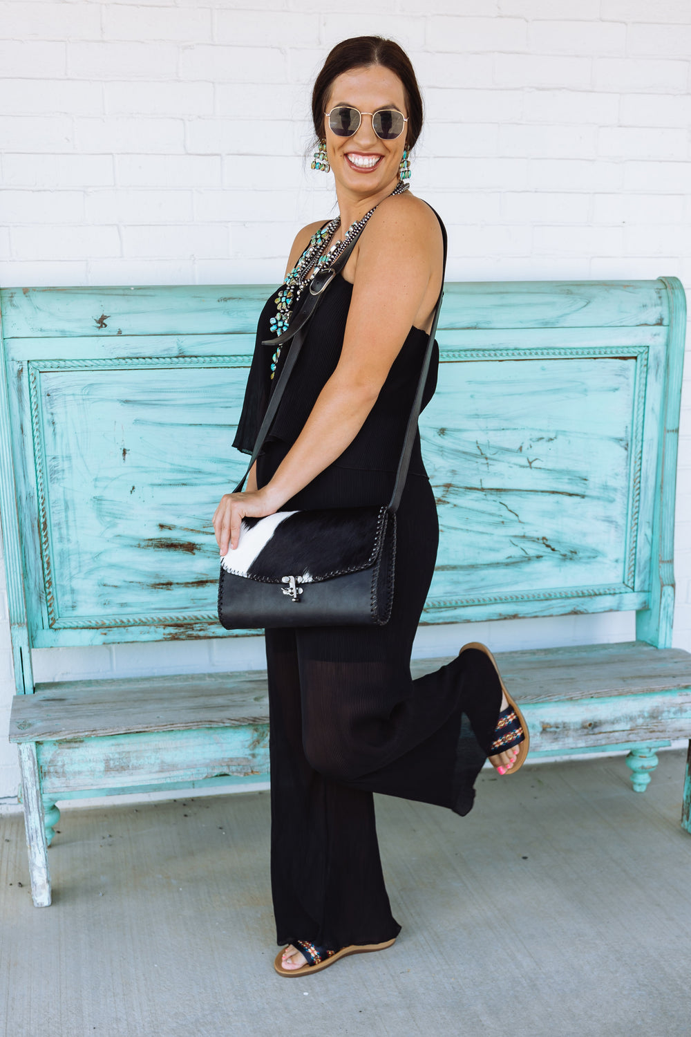 Black Pleated Cami Jumpsuit