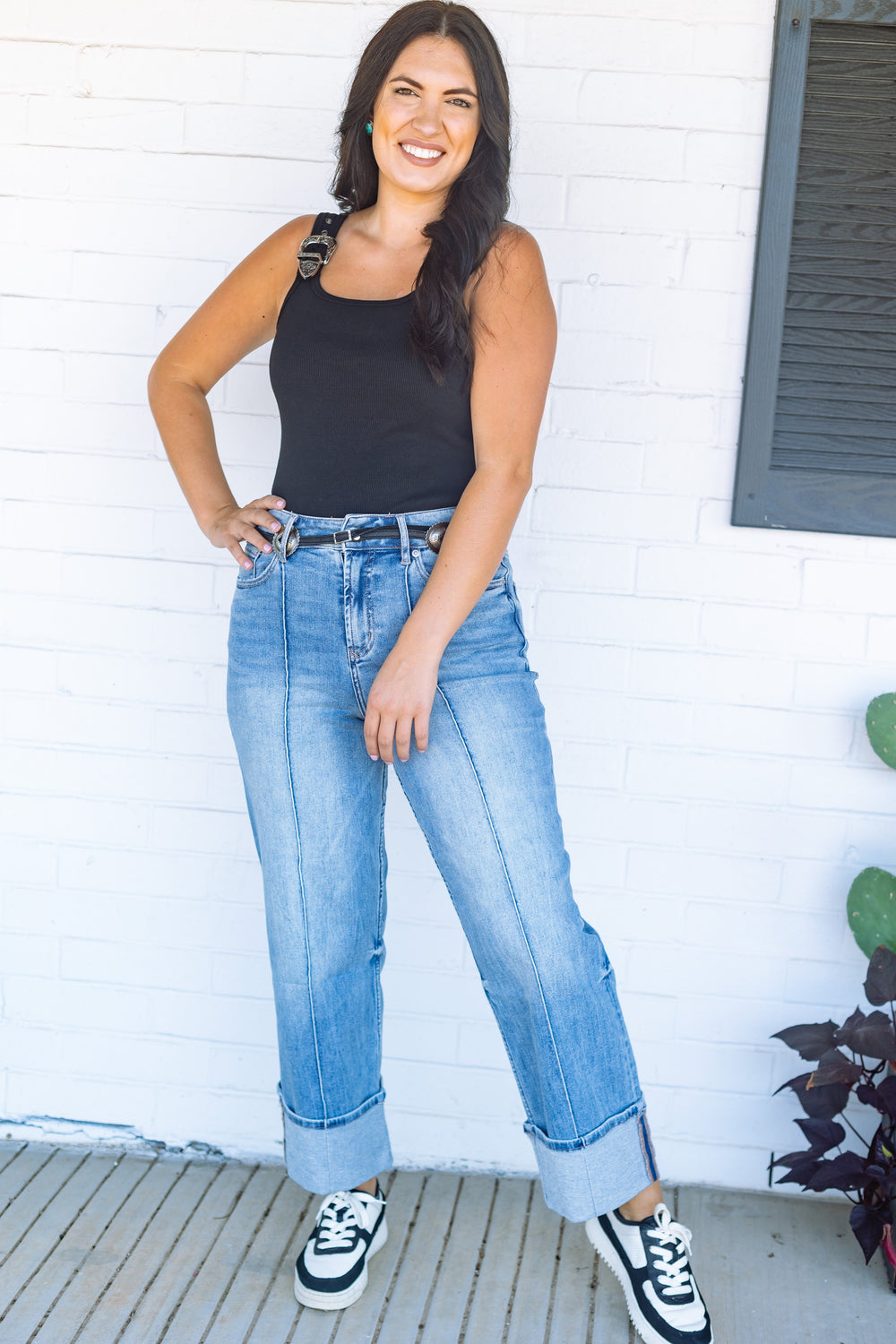 Black Ribbed Buckle Bodysuit