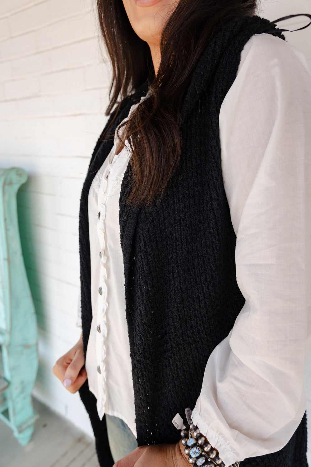 Black Sleeveless Cardigan