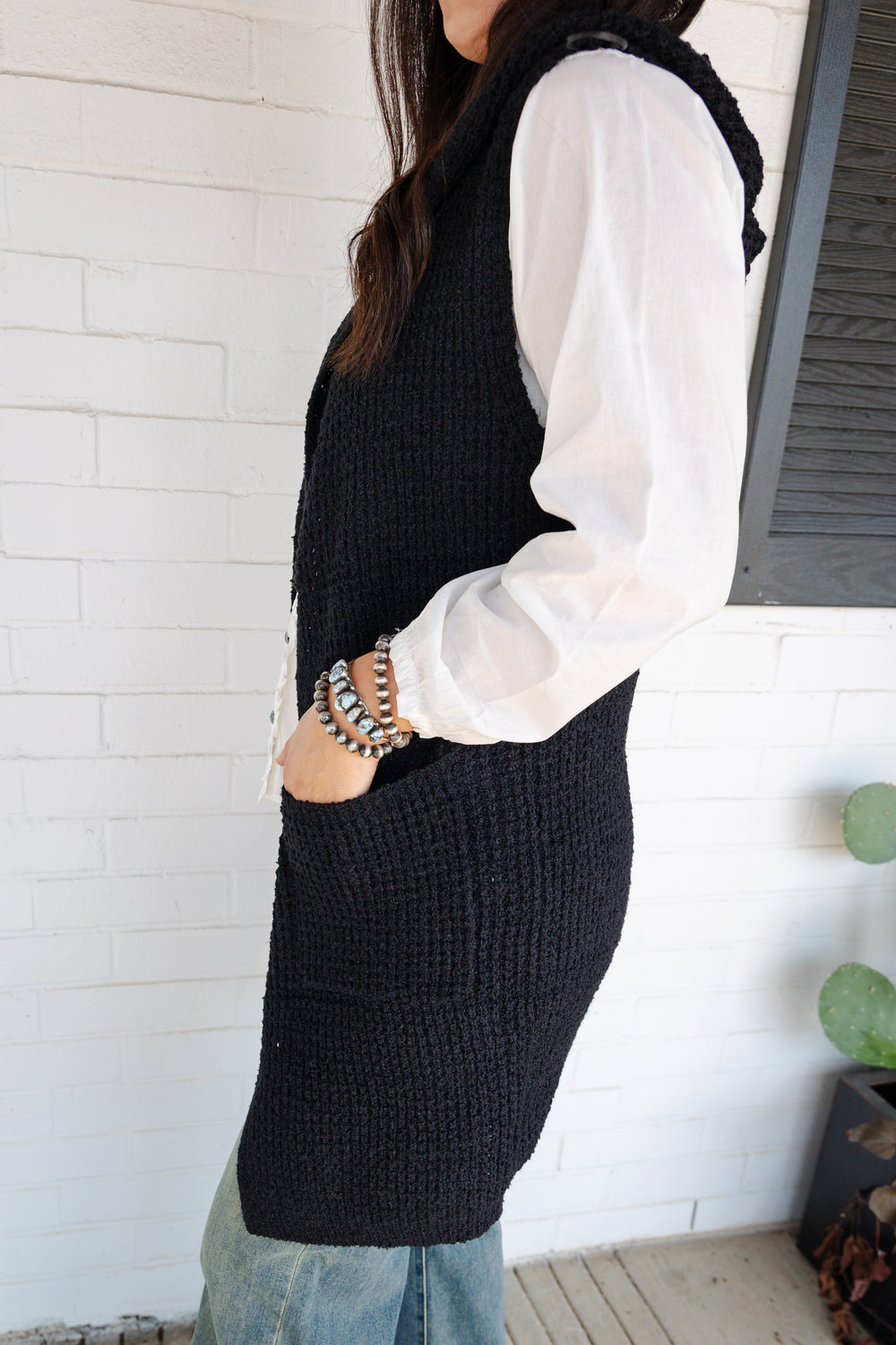 Black Sleeveless Cardigan