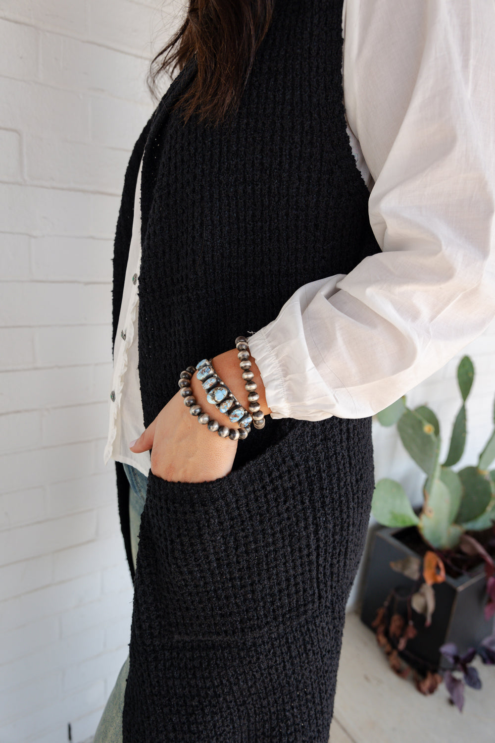 Black Sleeveless Cardigan