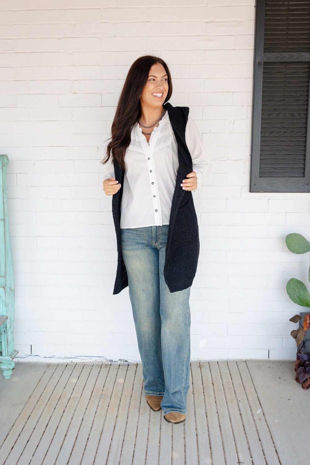 Black Sleeveless Cardigan