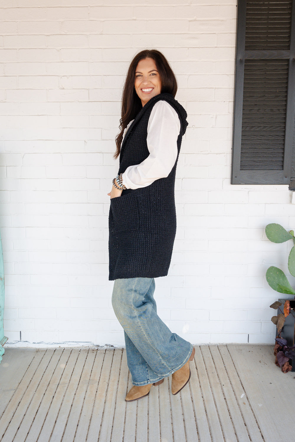 Black Sleeveless Cardigan