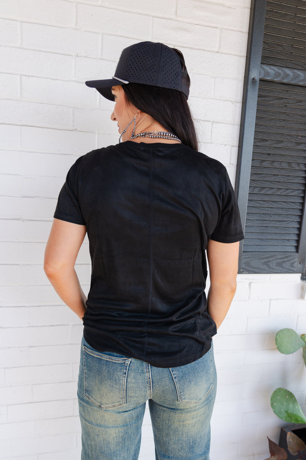 Black Suede Pocket Tee