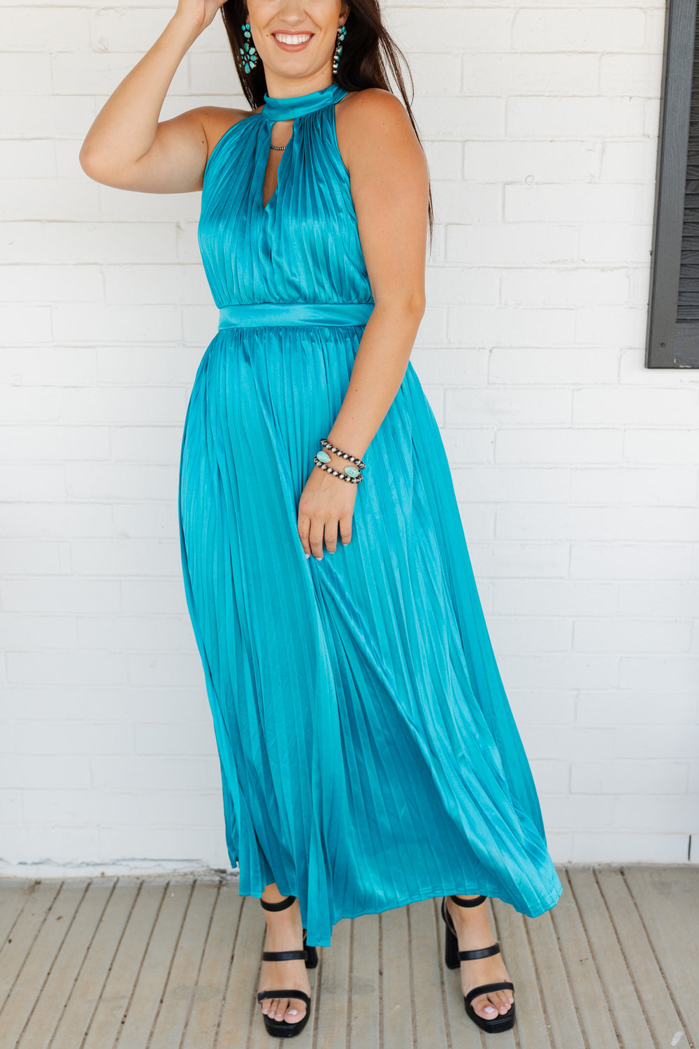 Blue Water Pleated Dress