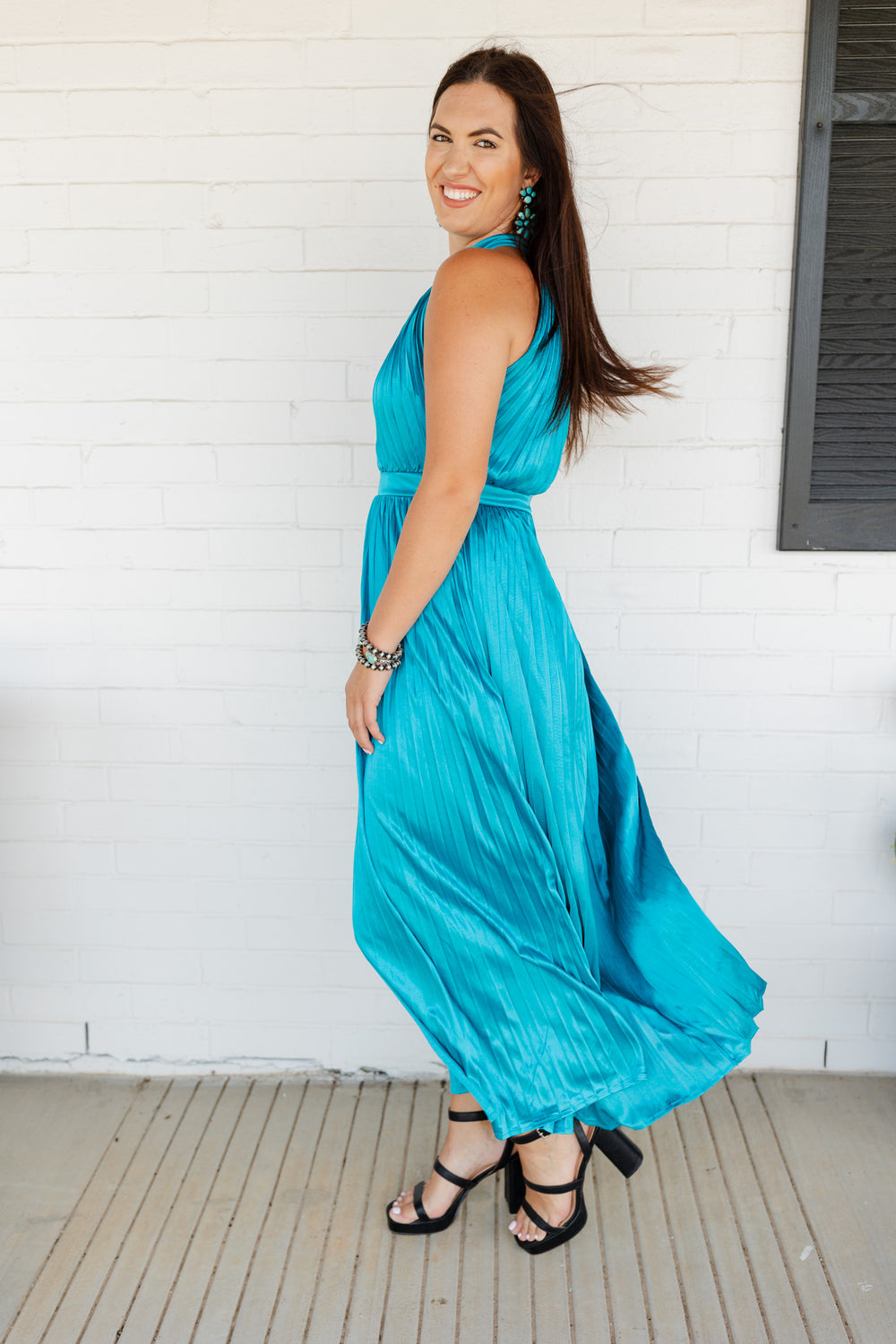 Blue Water Pleated Dress