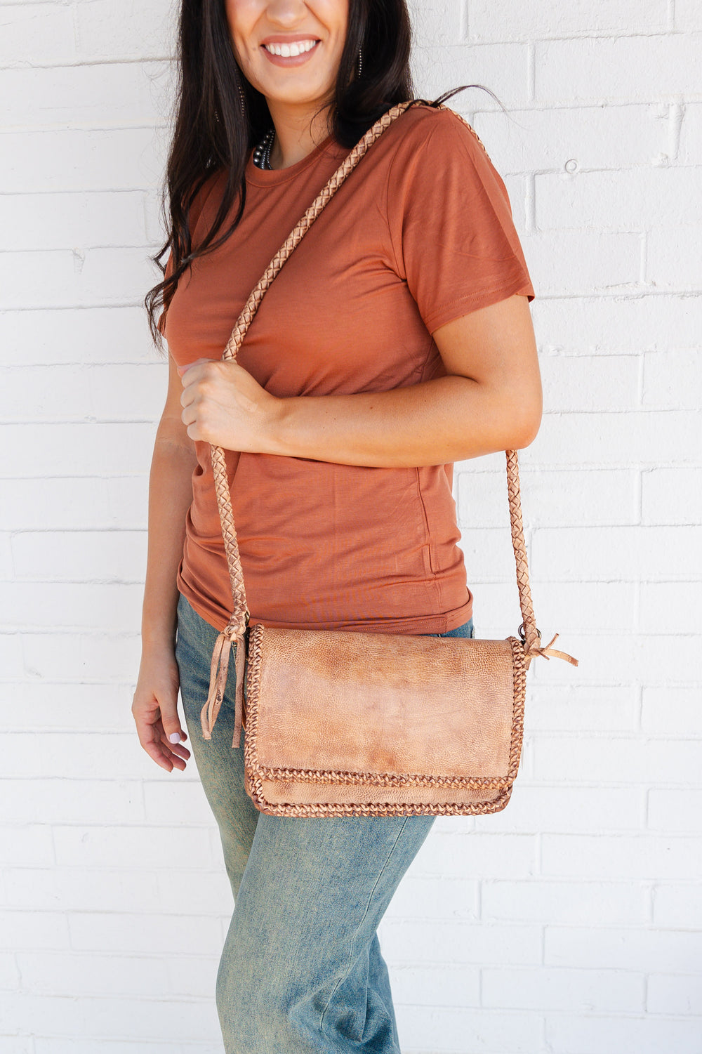 Braided Leather Crossbody