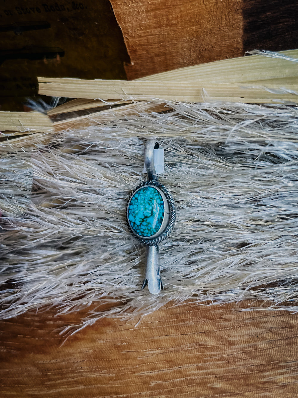 Braided Rope Turquoise Blossom Pendant