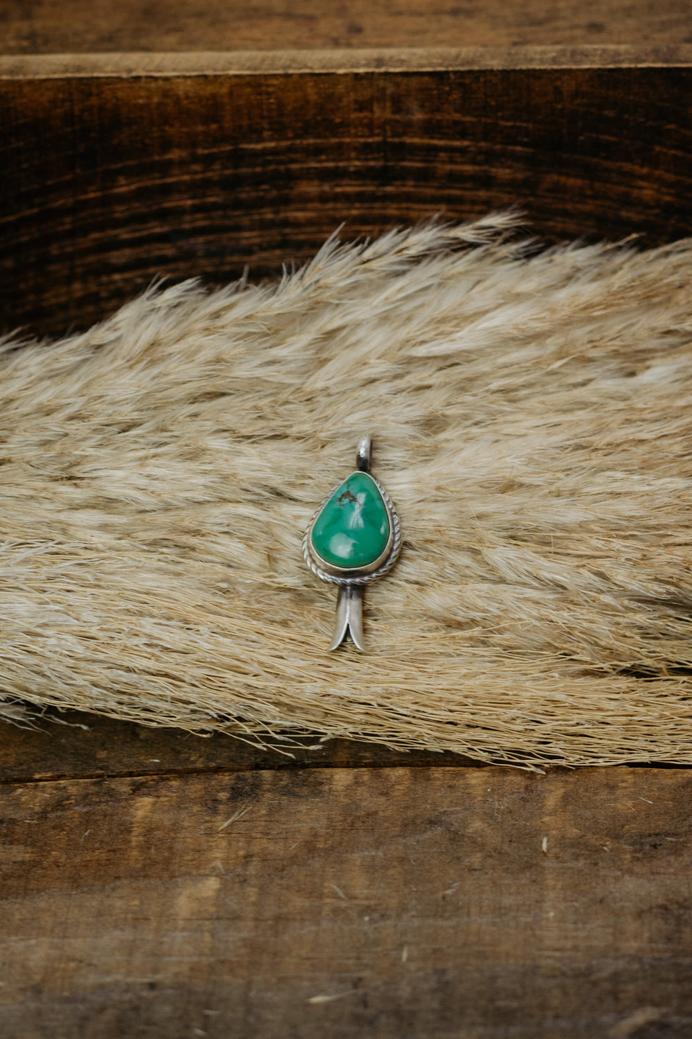 Braided Rope Turquoise Blossom Pendant