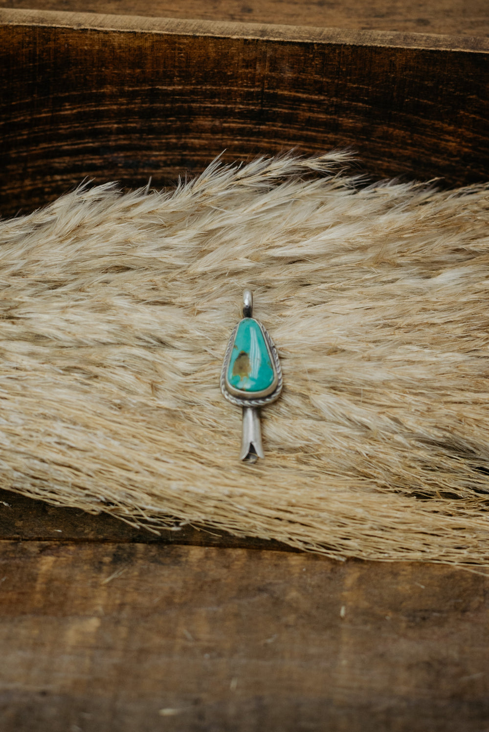 Braided Rope Turquoise Blossom Pendant