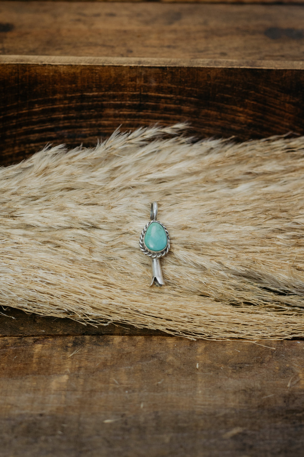 Braided Rope Turquoise Blossom Pendant