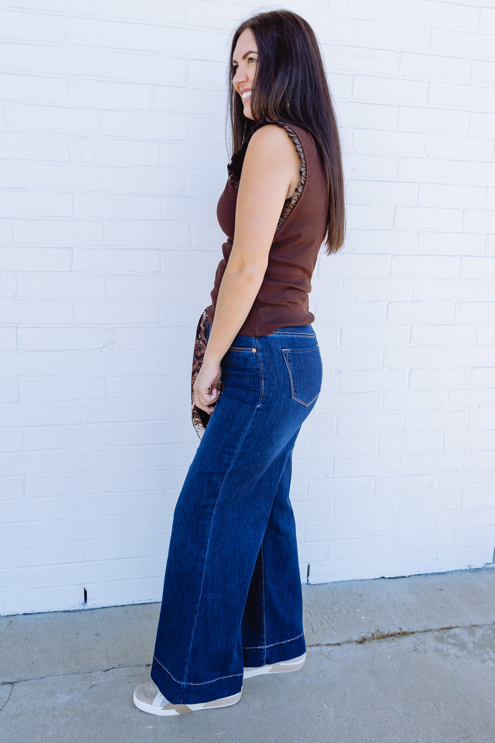 Brown Bridget Ruffle Top