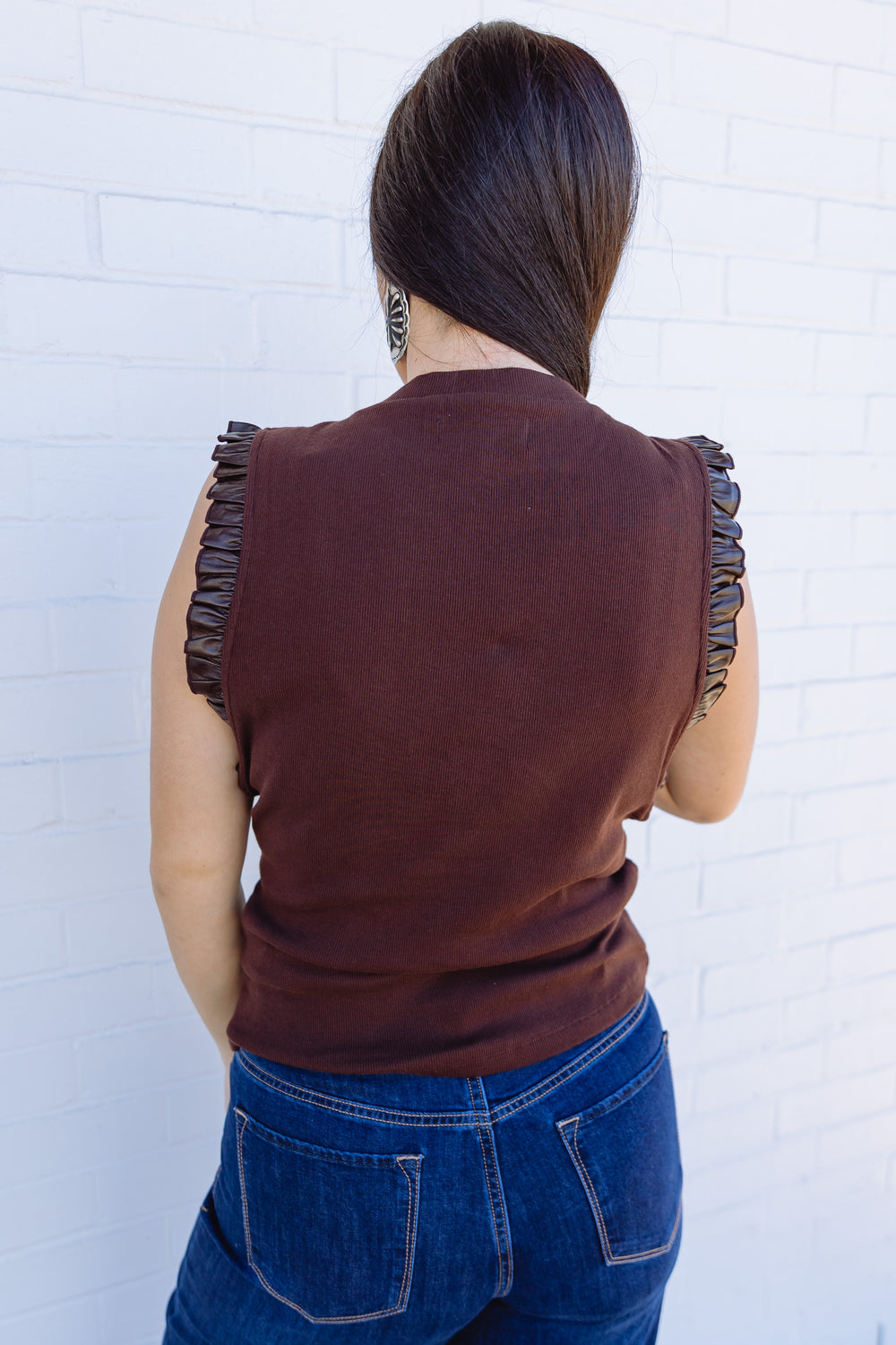 Brown Bridget Ruffle Top