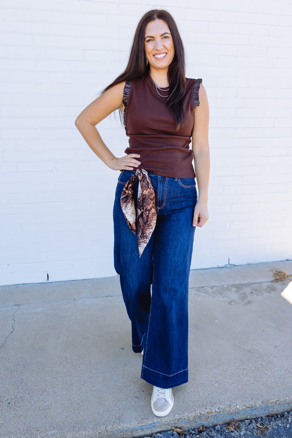 Brown Bridget Ruffle Top