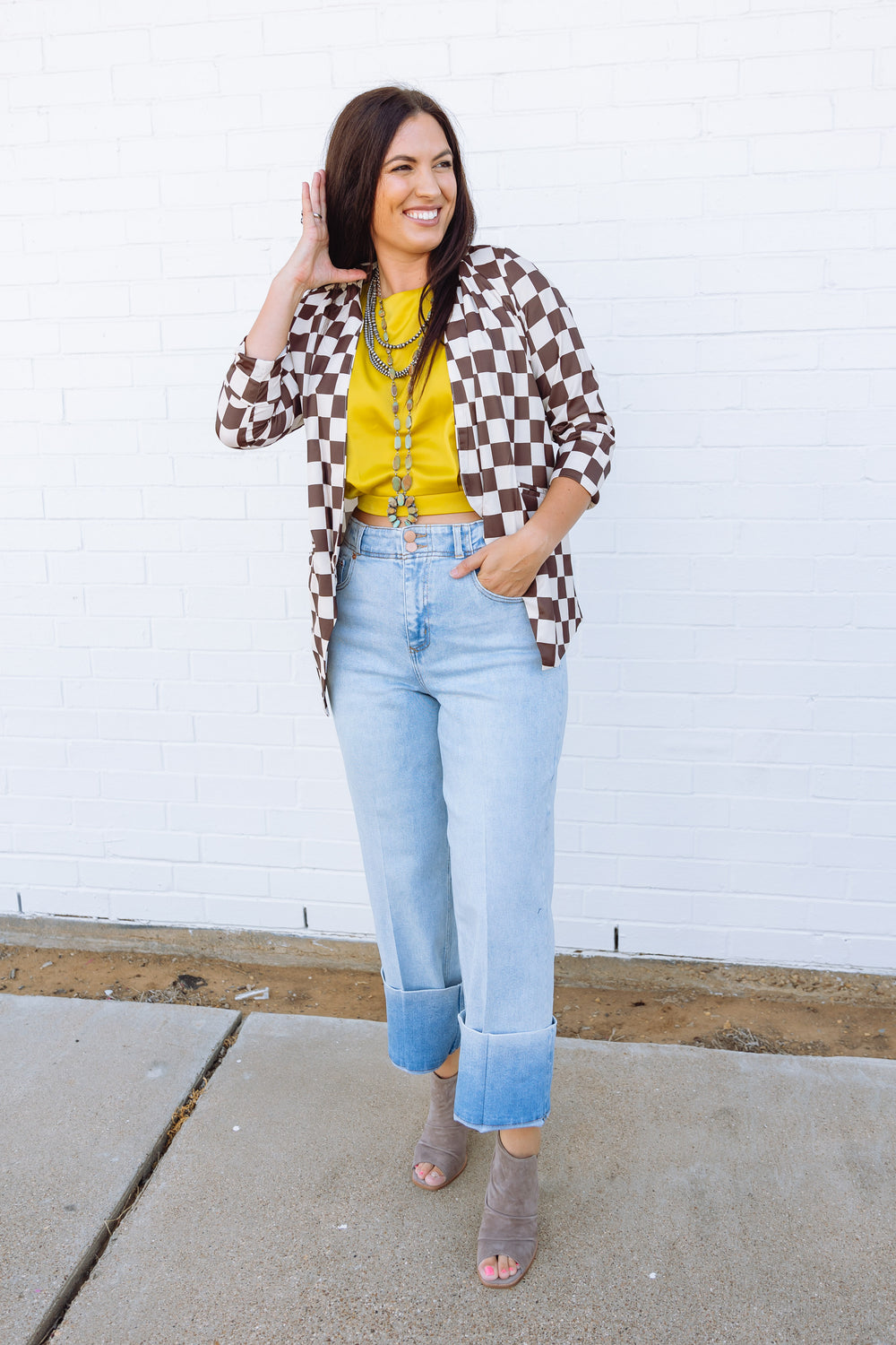 Brown Checkered Blazer