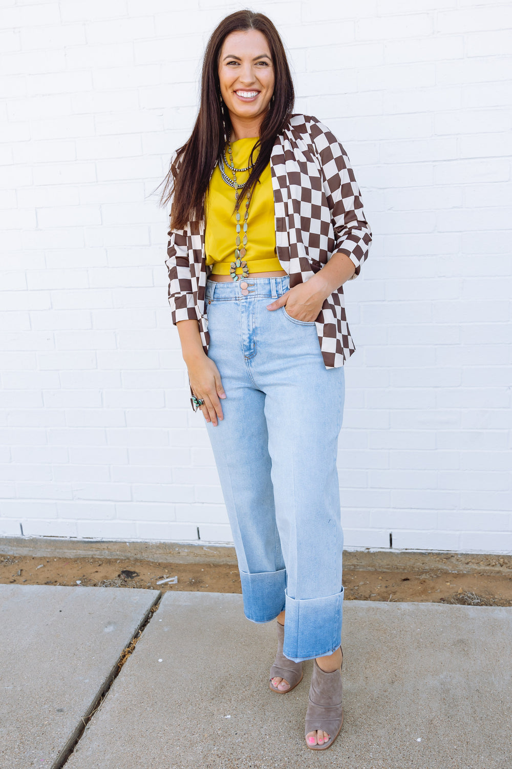 Brown Checkered Blazer