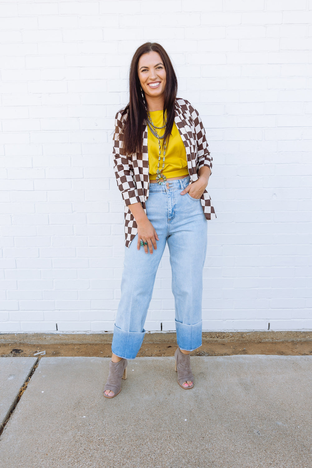 Brown Checkered Blazer