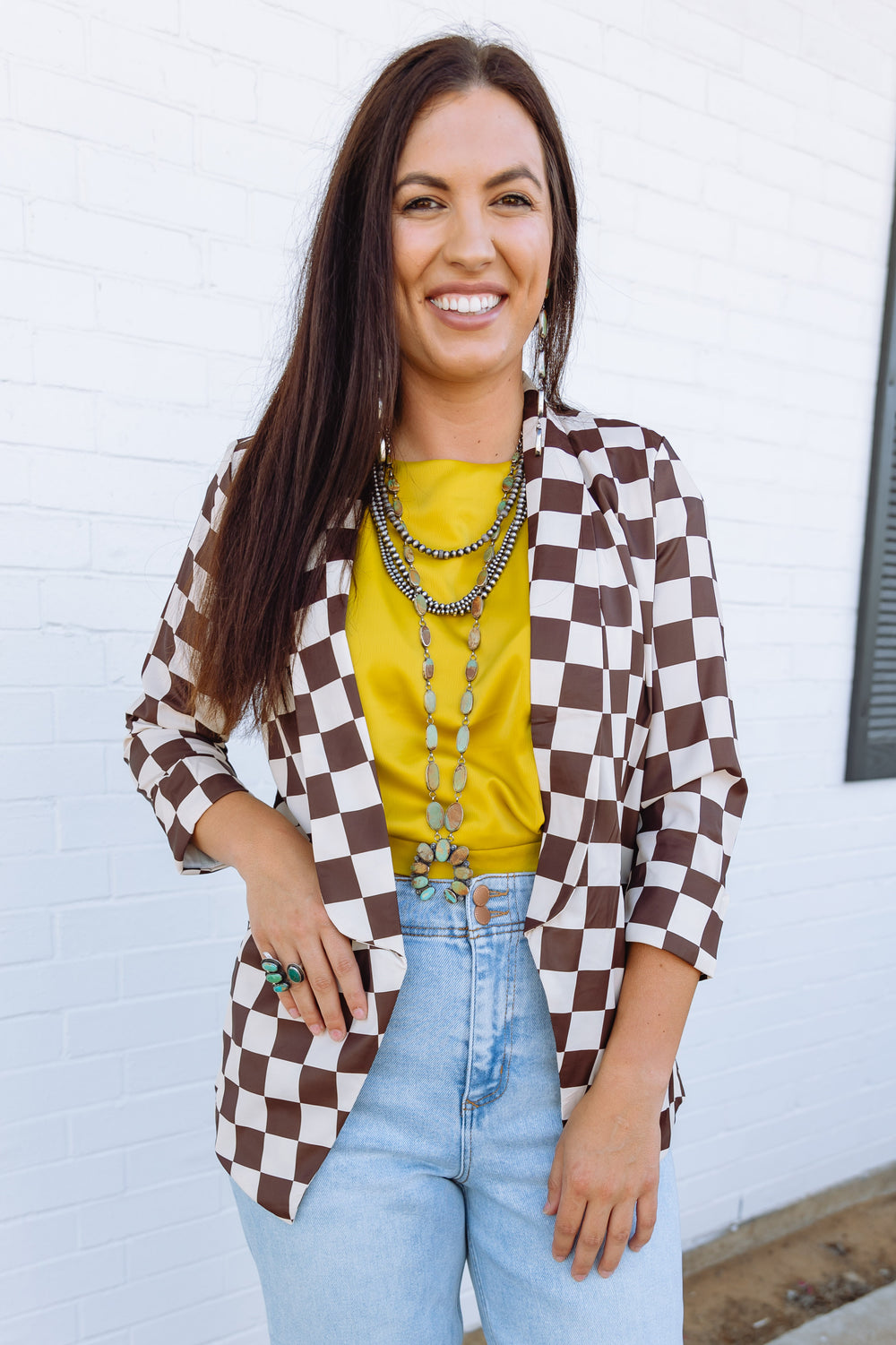 Brown Checkered Blazer