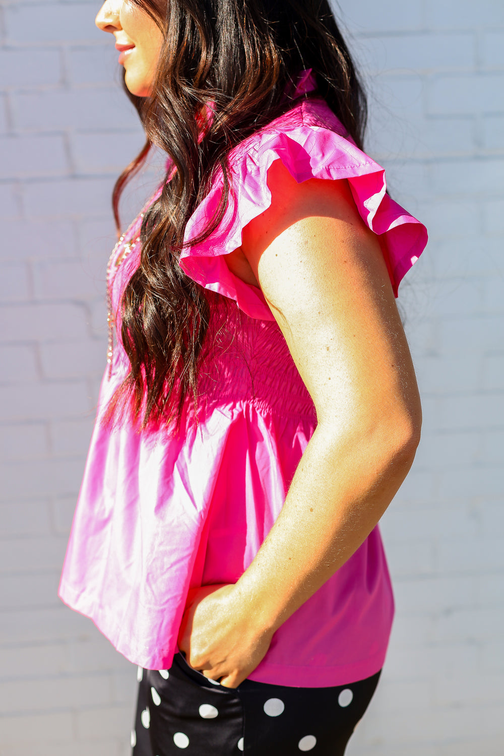 Barbie Pink Willow Flutter Sleeve Blouse