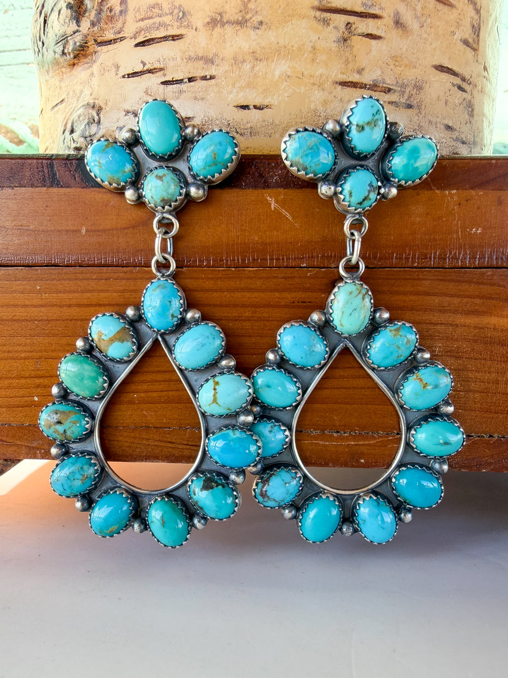 Bear Claw Turquoise Teardrop Earrings
