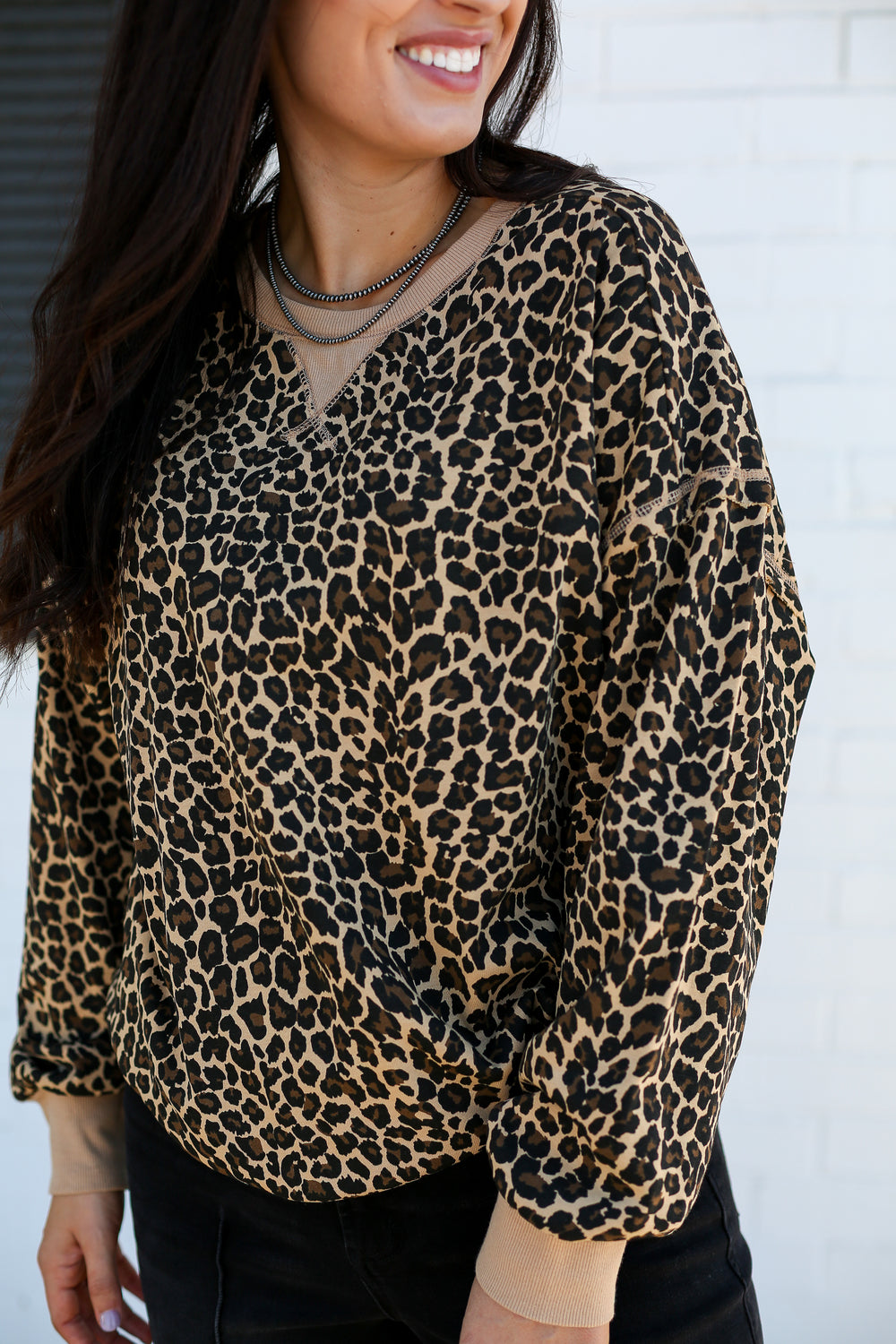 Beige Leopard Long Sleeve Top