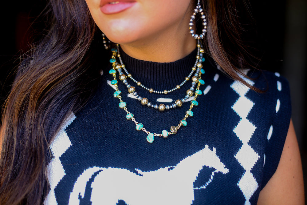 Black Buckstitch Horse Sleeveless Sweater