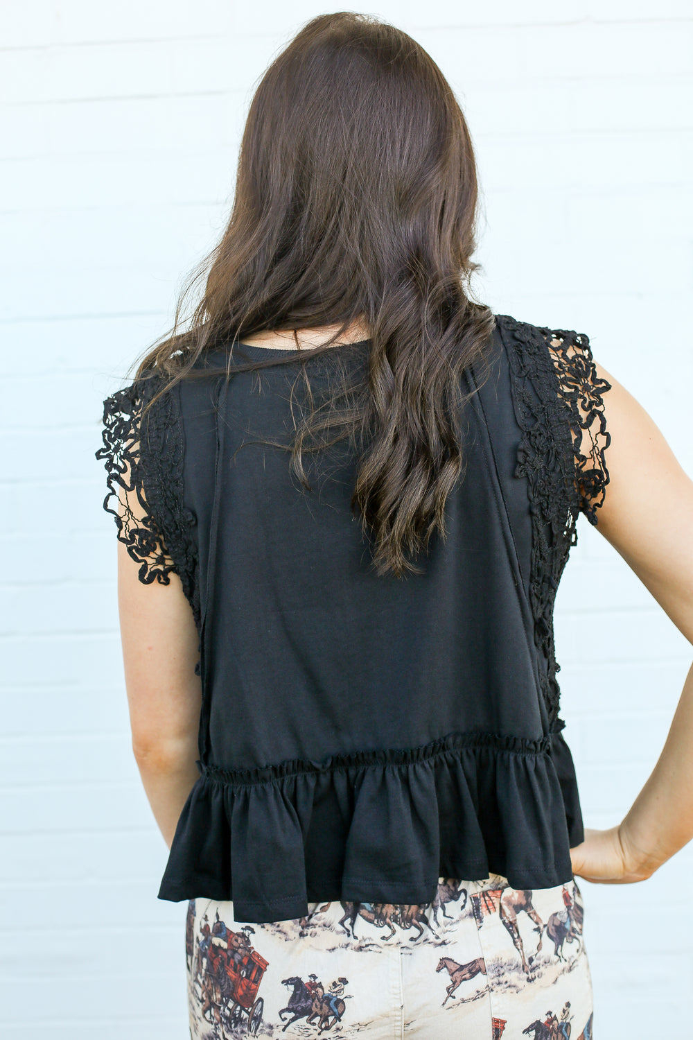 Black Lacey Ruffled Top