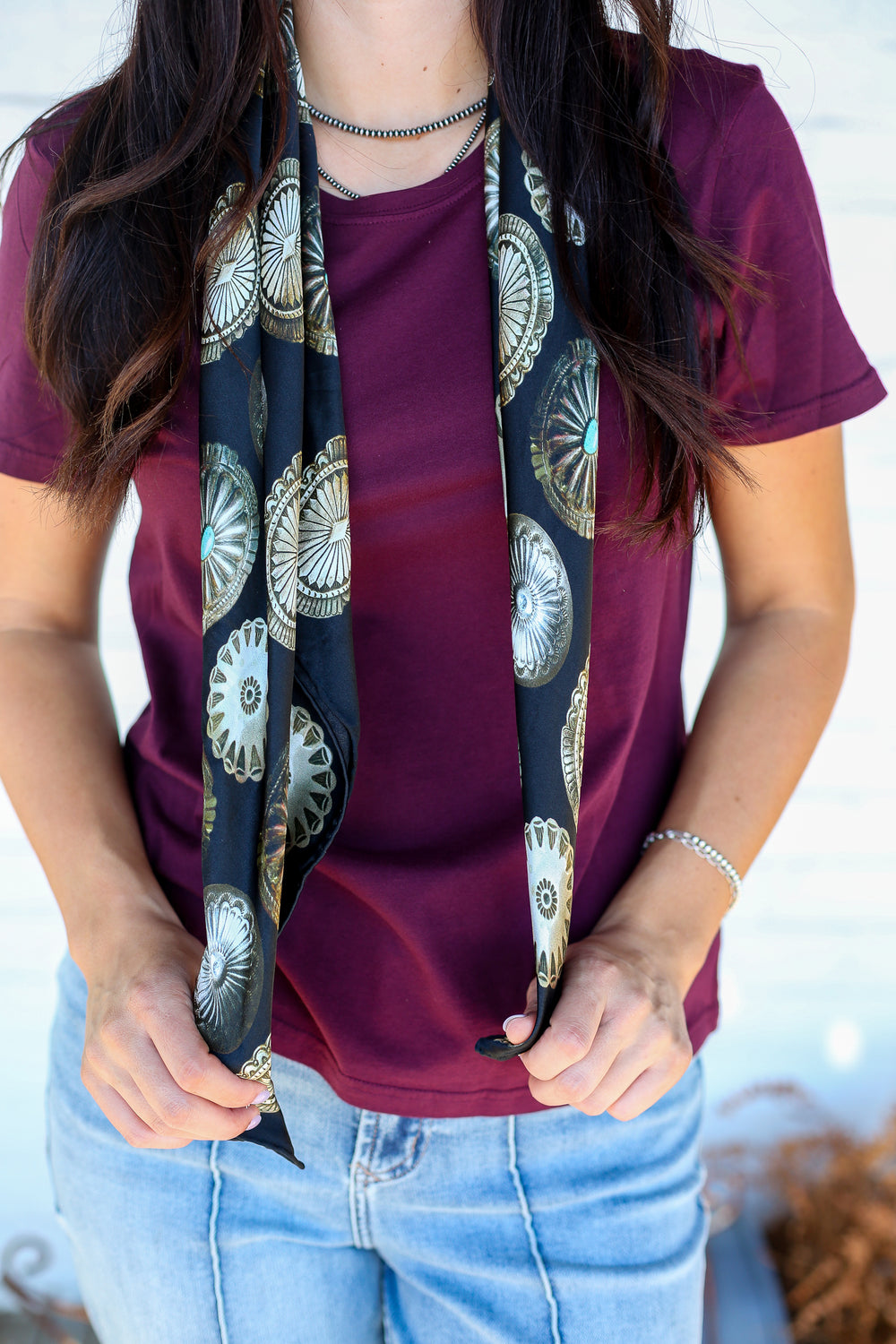 Black Large Concho Wild Rag