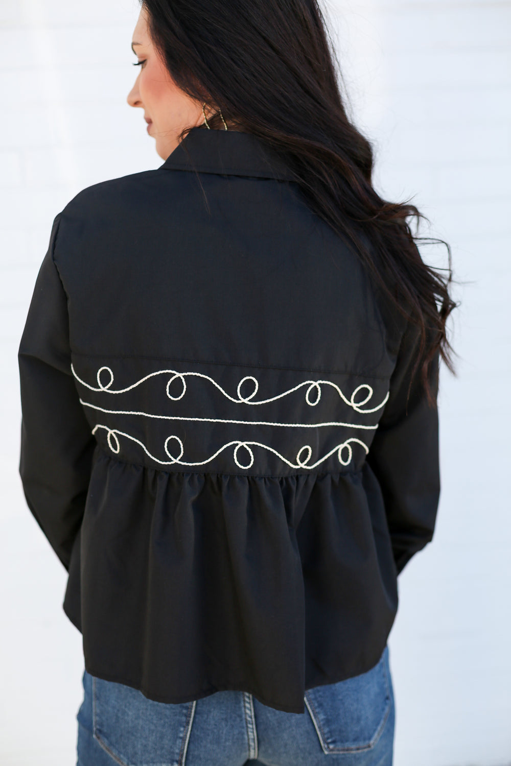 Black Loopty Lou Button Down Blouse