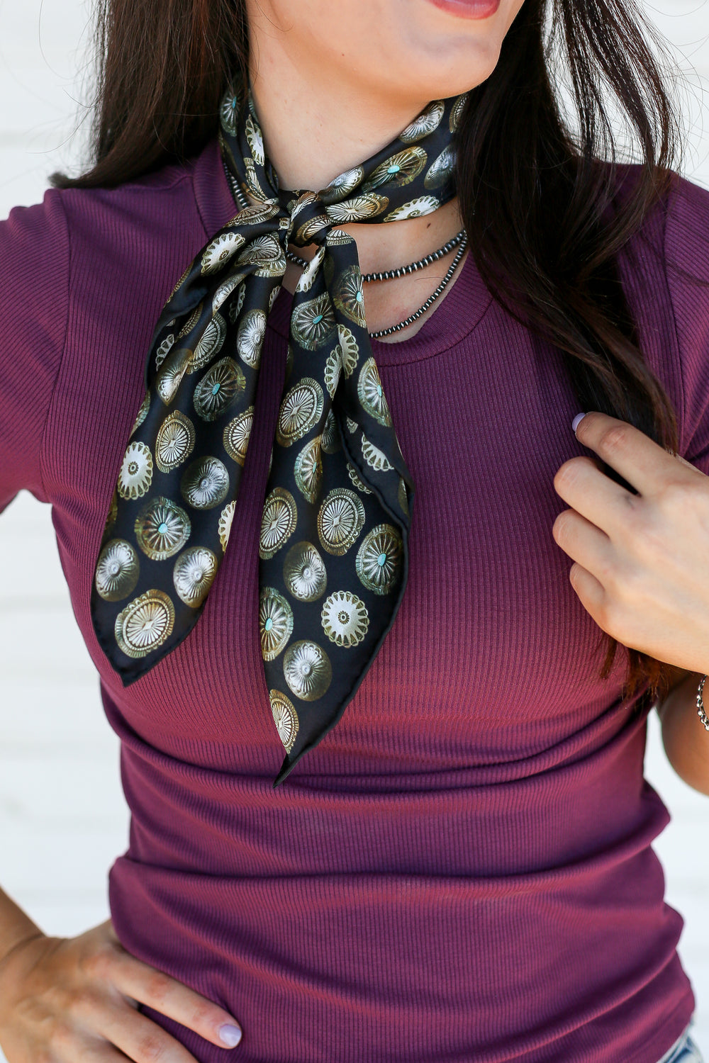 Black Mini Conchos Neckerchief