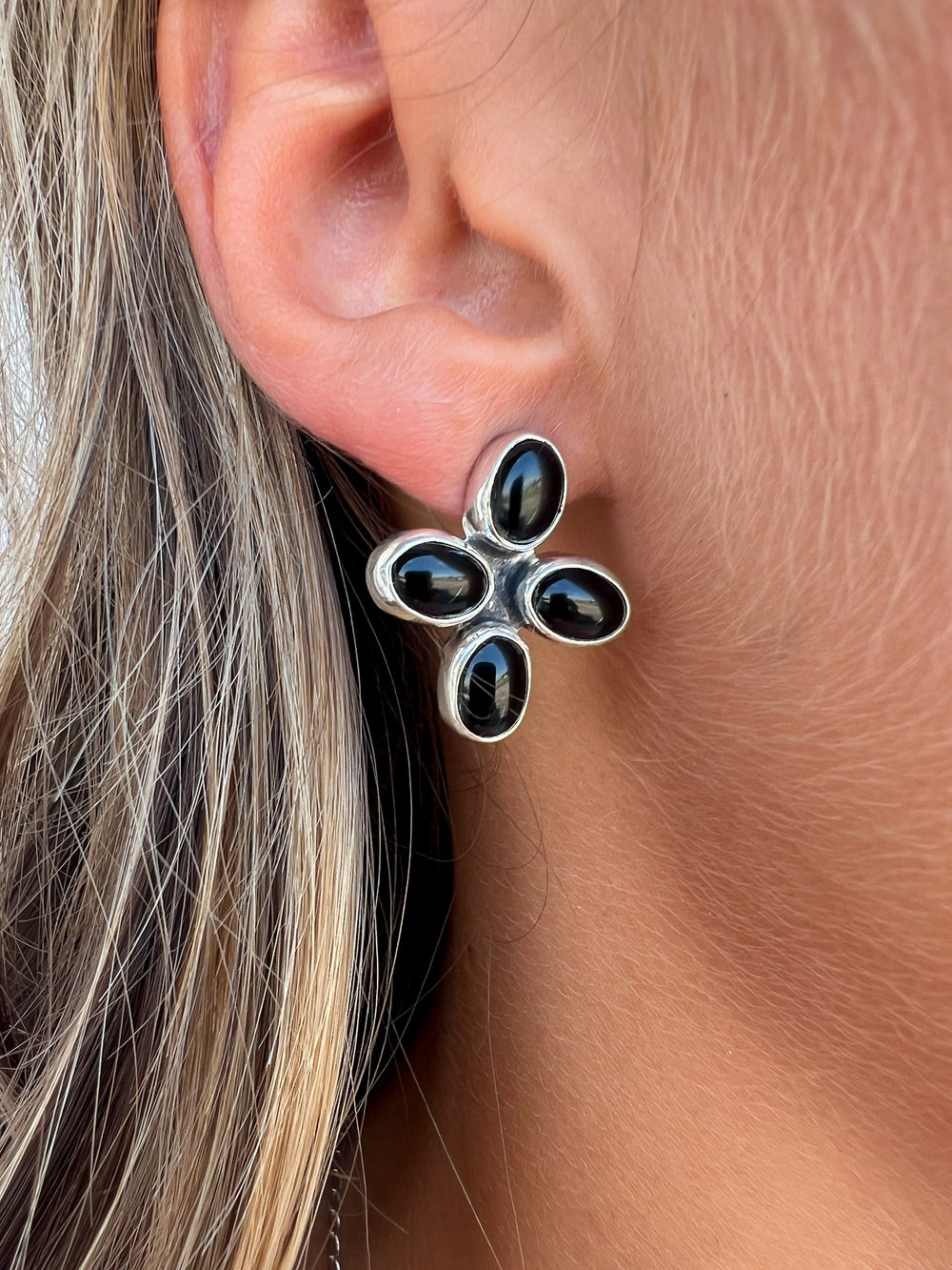 Black Onyx Compass Earrings