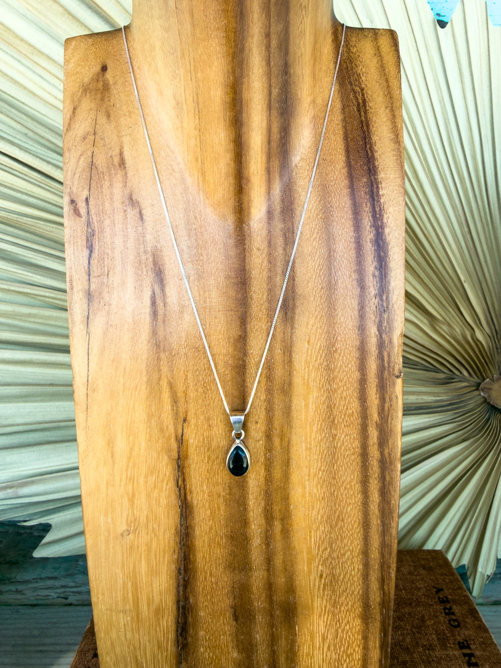 Black Onyx Teardrop Chain Necklace