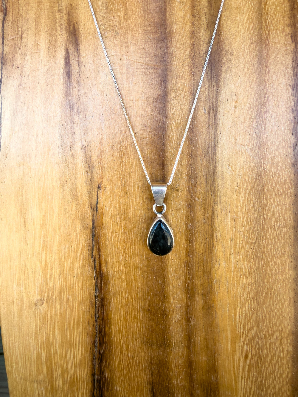 Black Onyx Teardrop Chain Necklace