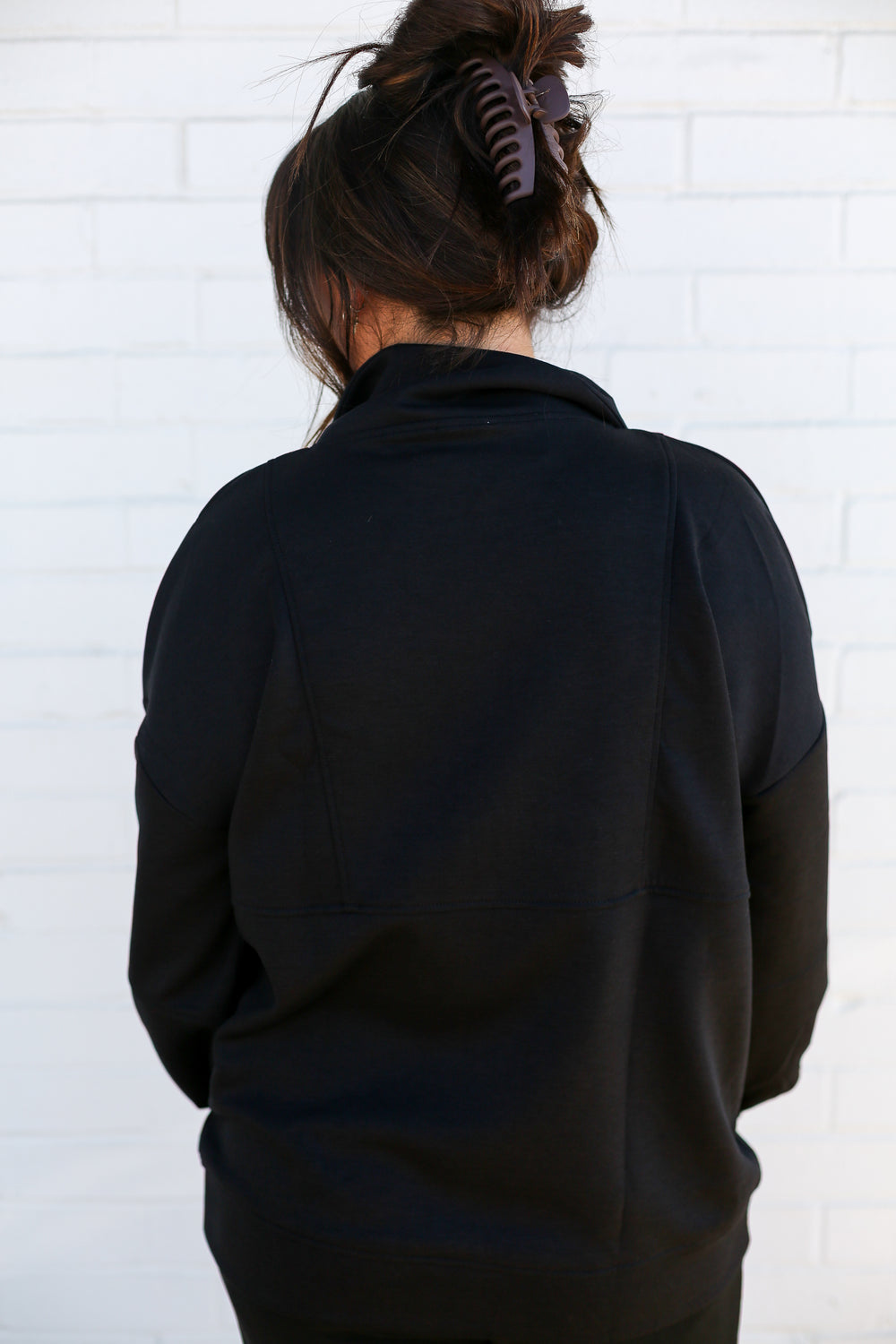 Black Oversized Half Zip Cocoon Sweatshirt