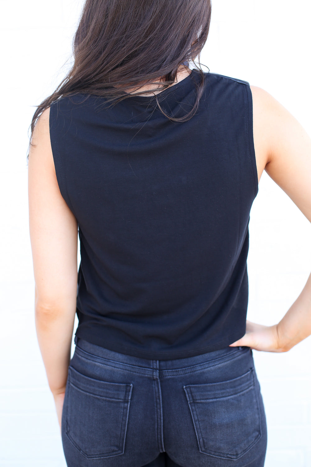 Black Pleather Sleeveless Blouse