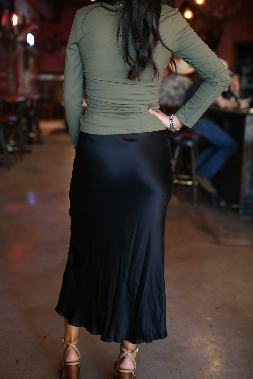 Black Satin Slip Skirt