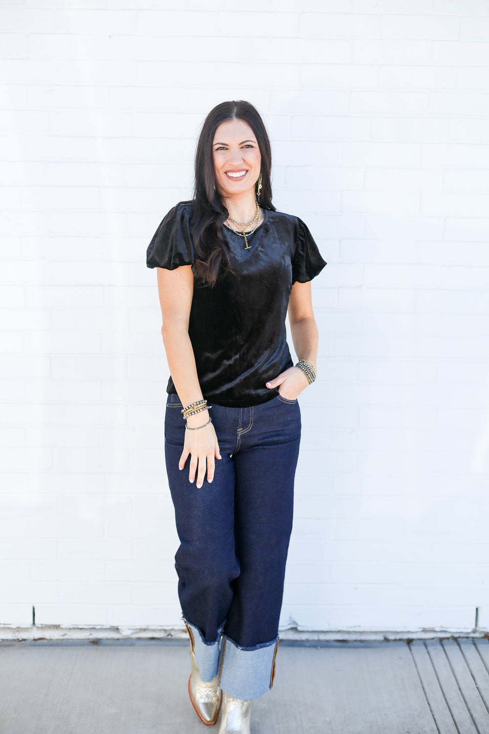 Black Vanessia Ruffle Sleeve Blouse