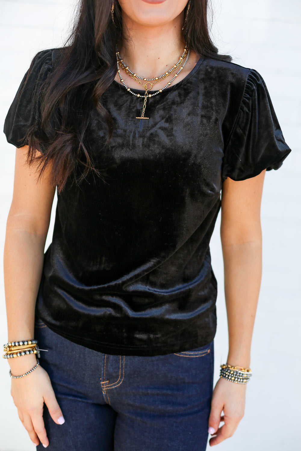 Black Vanessia Ruffle Sleeve Blouse