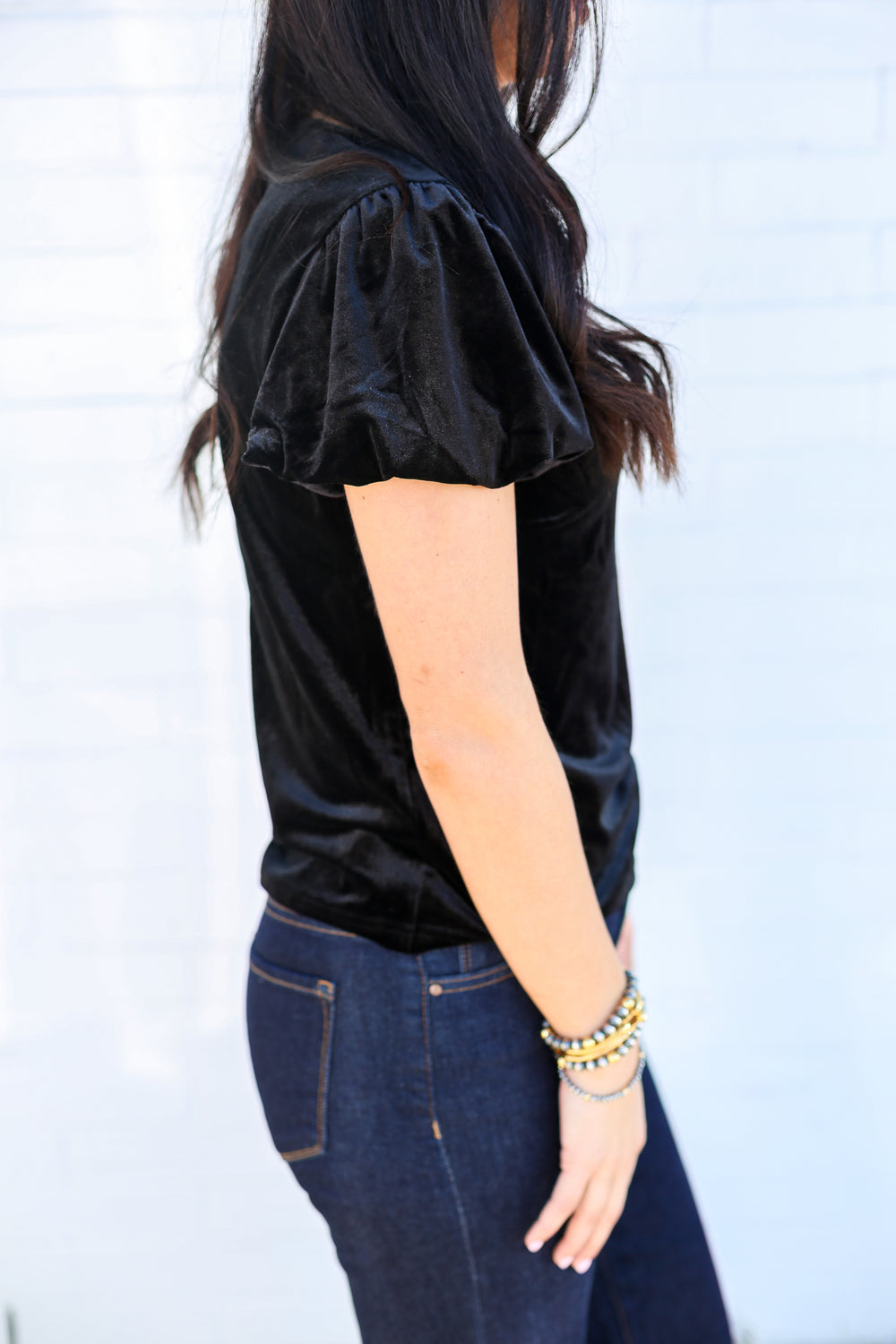 Black Vanessia Ruffle Sleeve Blouse