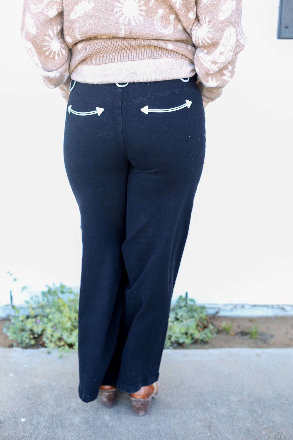 Black Wide Leg Smiley Jeans