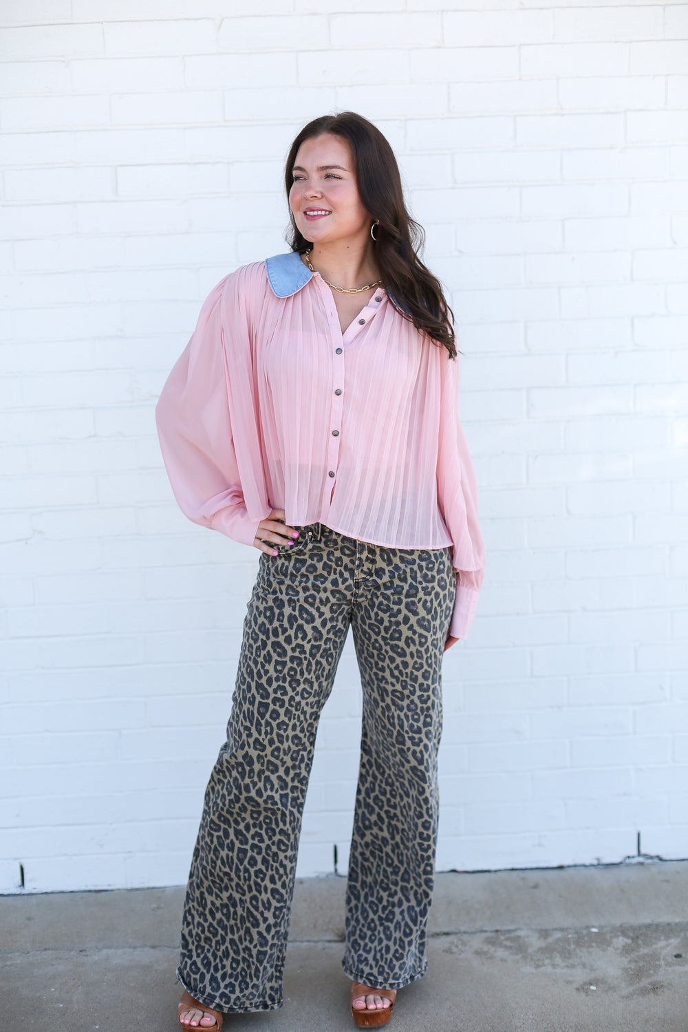 Blush Desert Bloom Long Sleeve Blouse