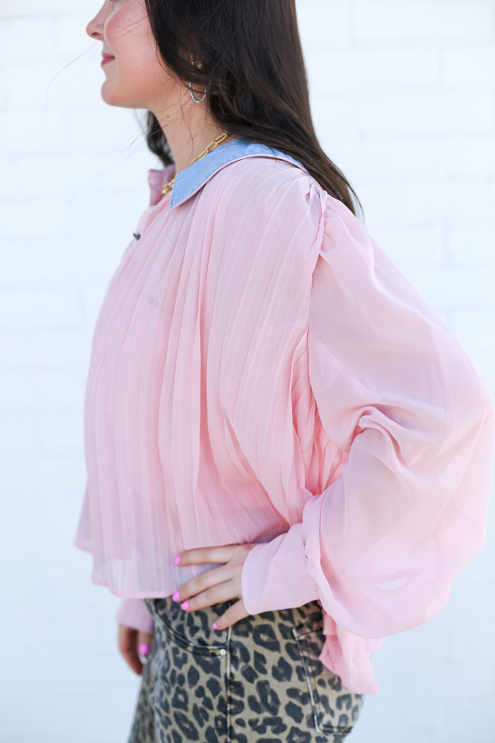 Blush Desert Bloom Long Sleeve Blouse