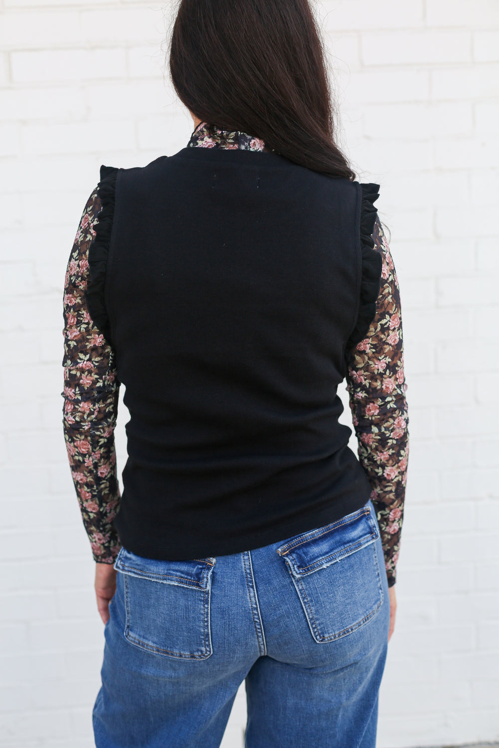 Bridgette Frayed Hem Black Tank