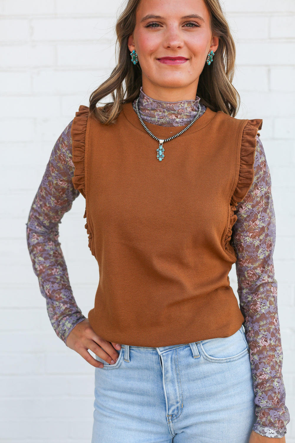 Bridgette Frayed Hem Cappiccino Tank