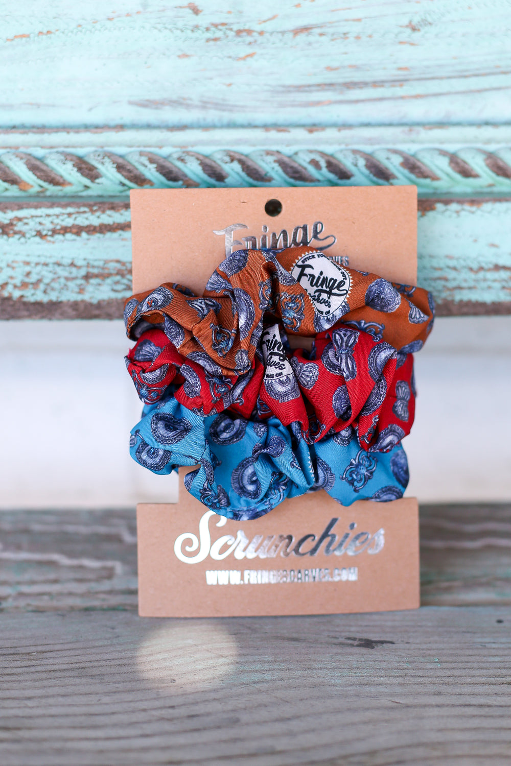 Bright Turqs & Concho Scrunchy Combo