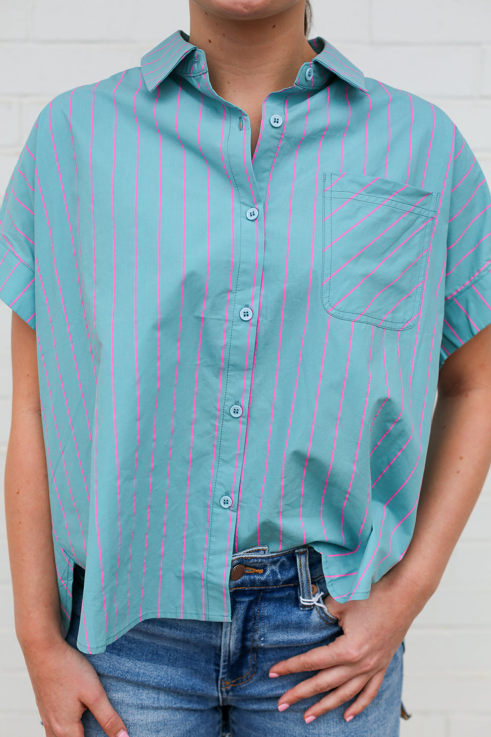 Brits Mint Oversized Button Down