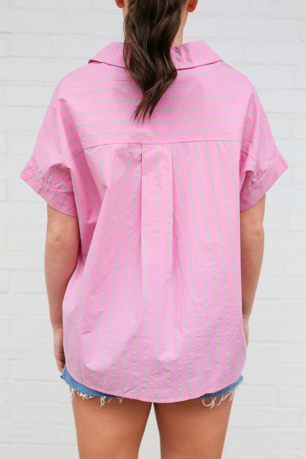 Brits Pink Oversized Pinstripe Button Down