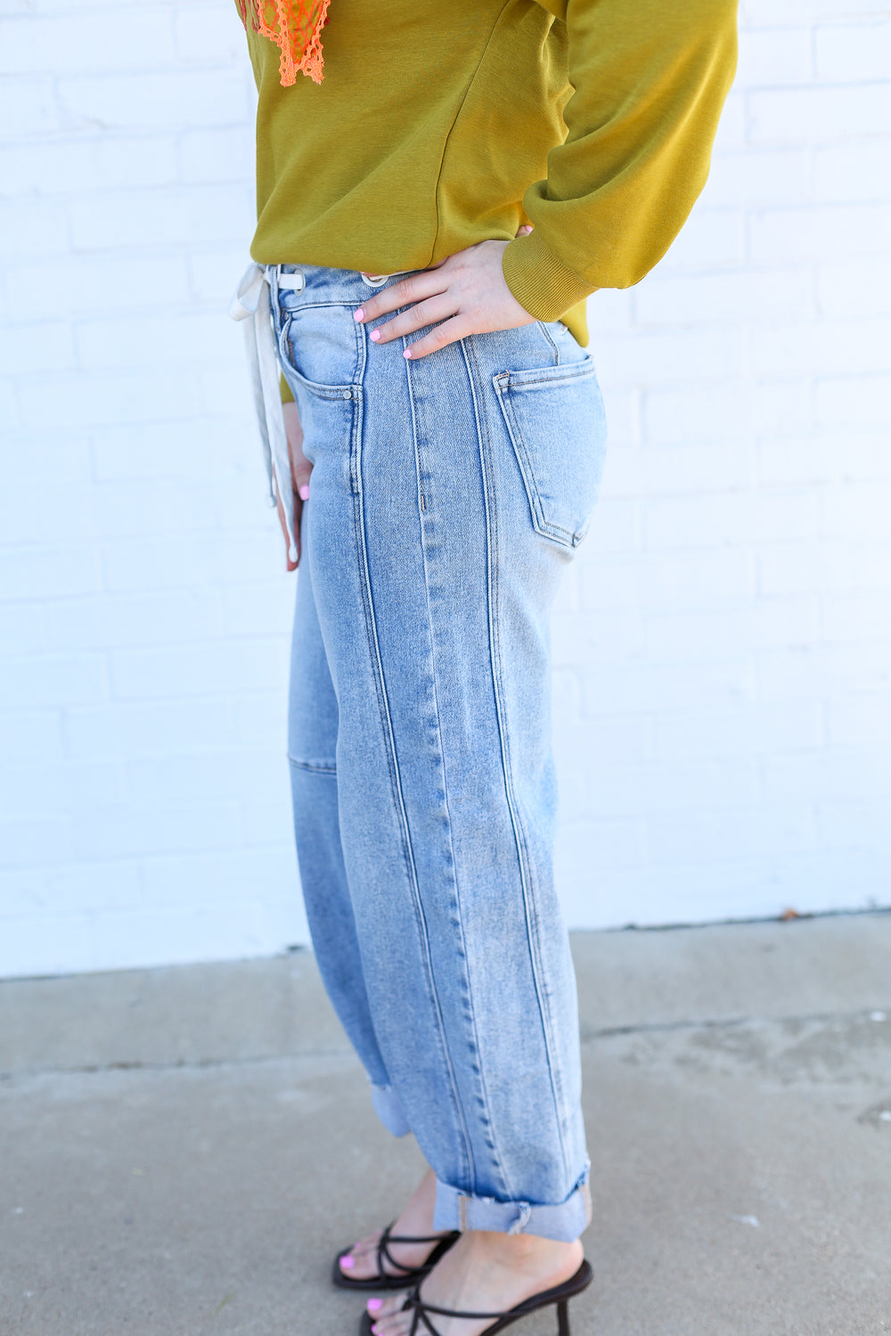 Britton Drawstring Slouchy Barrel Jeans