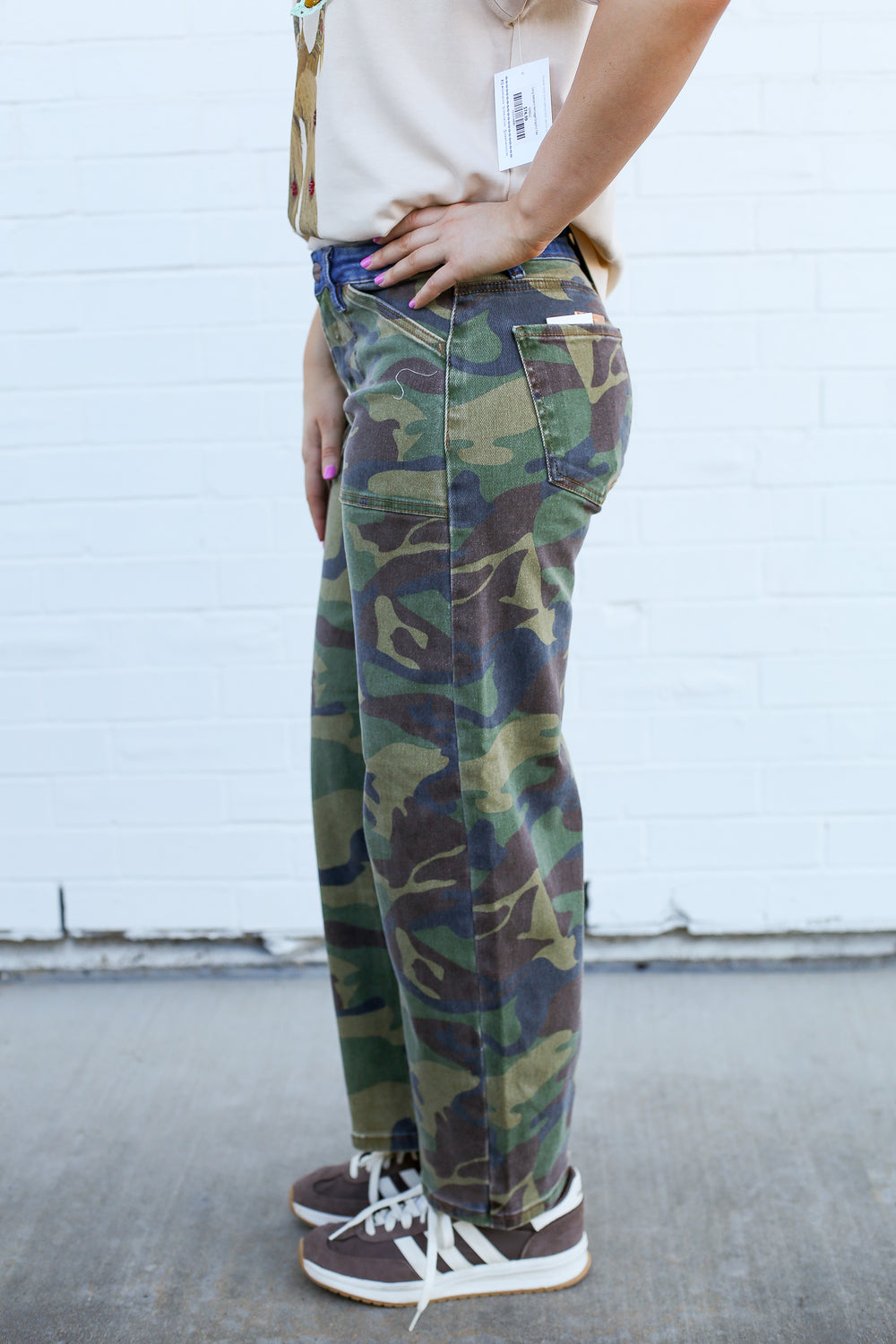Britton Slouchy Camo Denim Barrel Jeans